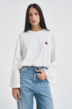 T-shirt donna con maniche svasate bianca RAC0252 NATURALE VICOLO 