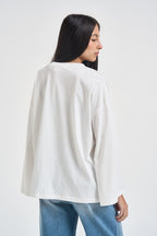 T-shirt donna con maniche svasate bianca RAC0252 NATURALE VICOLO 