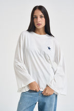 T-shirt donna bianca stampa sul retro blu RAC0253 NATURALE VICOLO 