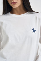 T-shirt donna bianca stampa sul retro blu RAC0253 NATURALE VICOLO 