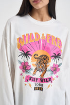 T-shirt donna fantasia e maniche svasate bianca RAC0254 NATURALE VICOLO 