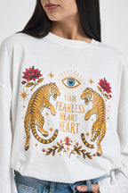 T-shirt donna maniche svasate fantasia bianca RAC0255 NATURALE VICOLO 