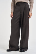 Pantaloni donna con pinces marrone scuro TAC0148 FONDENTE VICOLO 
