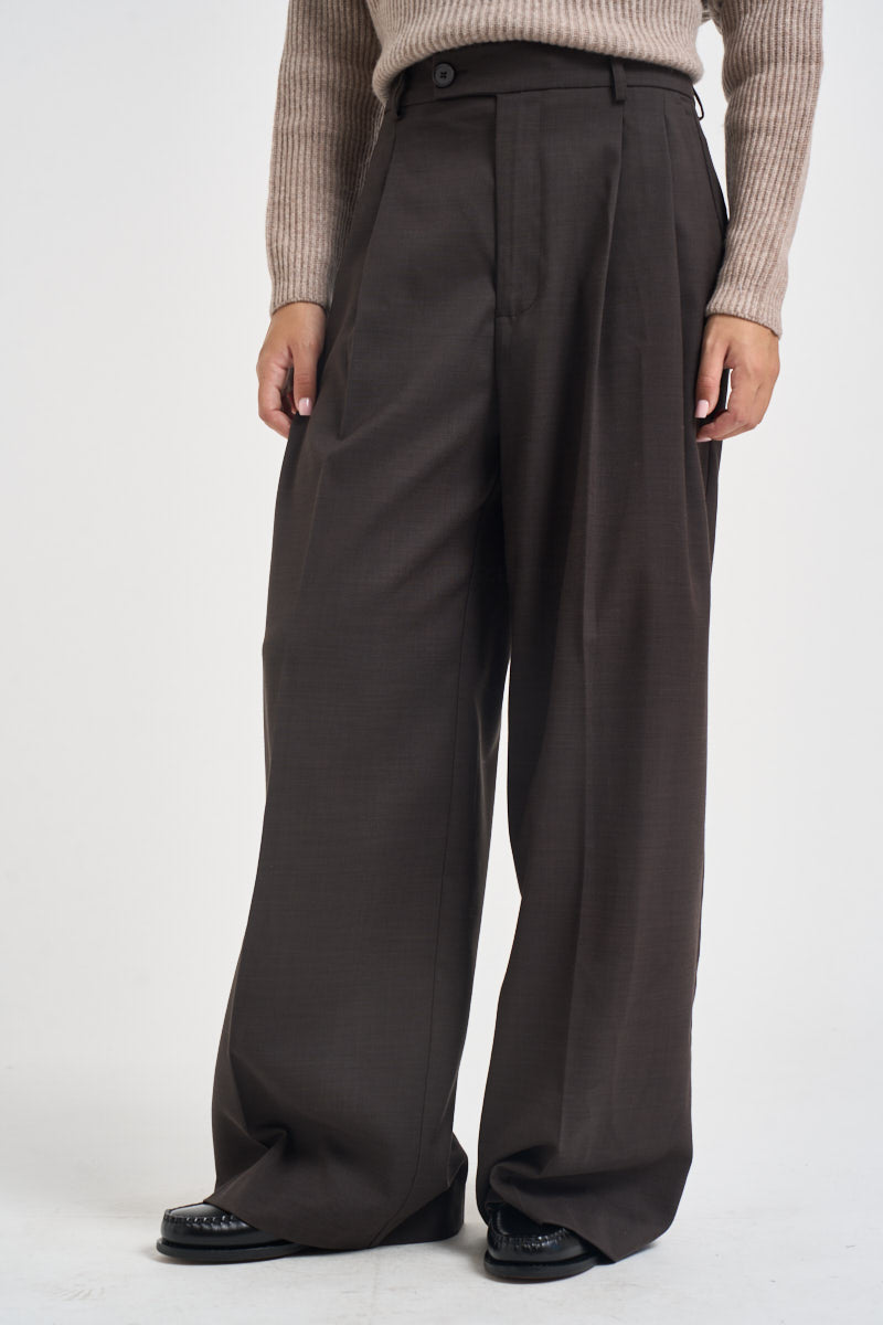 Pantaloni donna con pinces marrone scuro TAC0148 FONDENTE VICOLO 