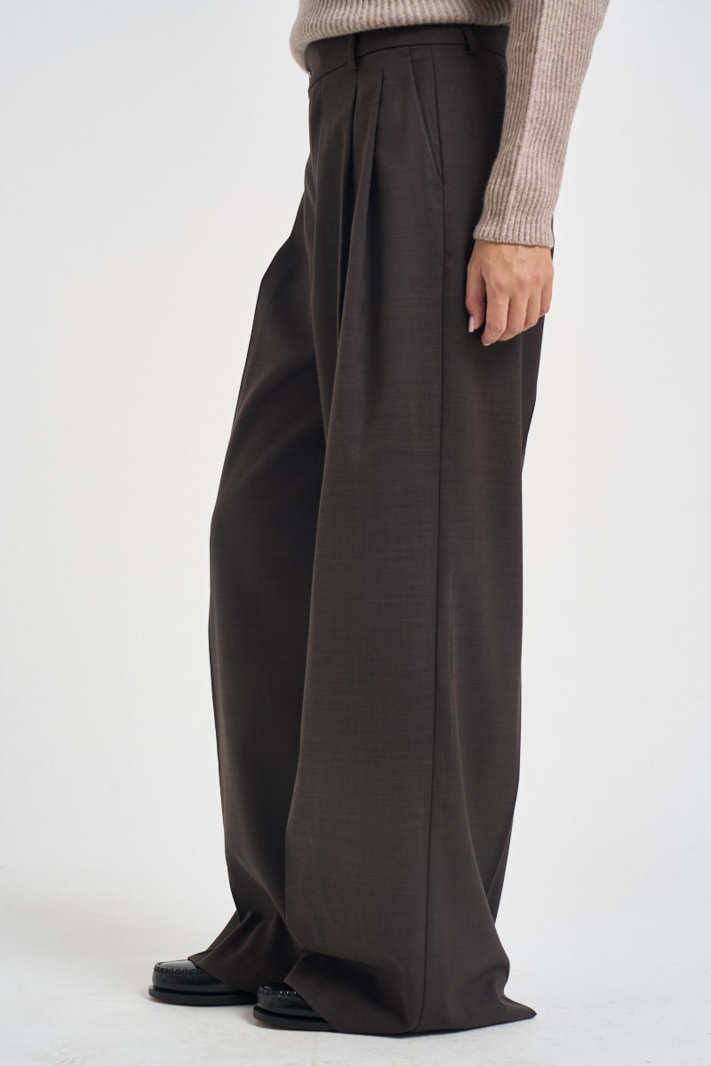 Pantaloni donna con pinces marrone scuro TAC0148 FONDENTE VICOLO 