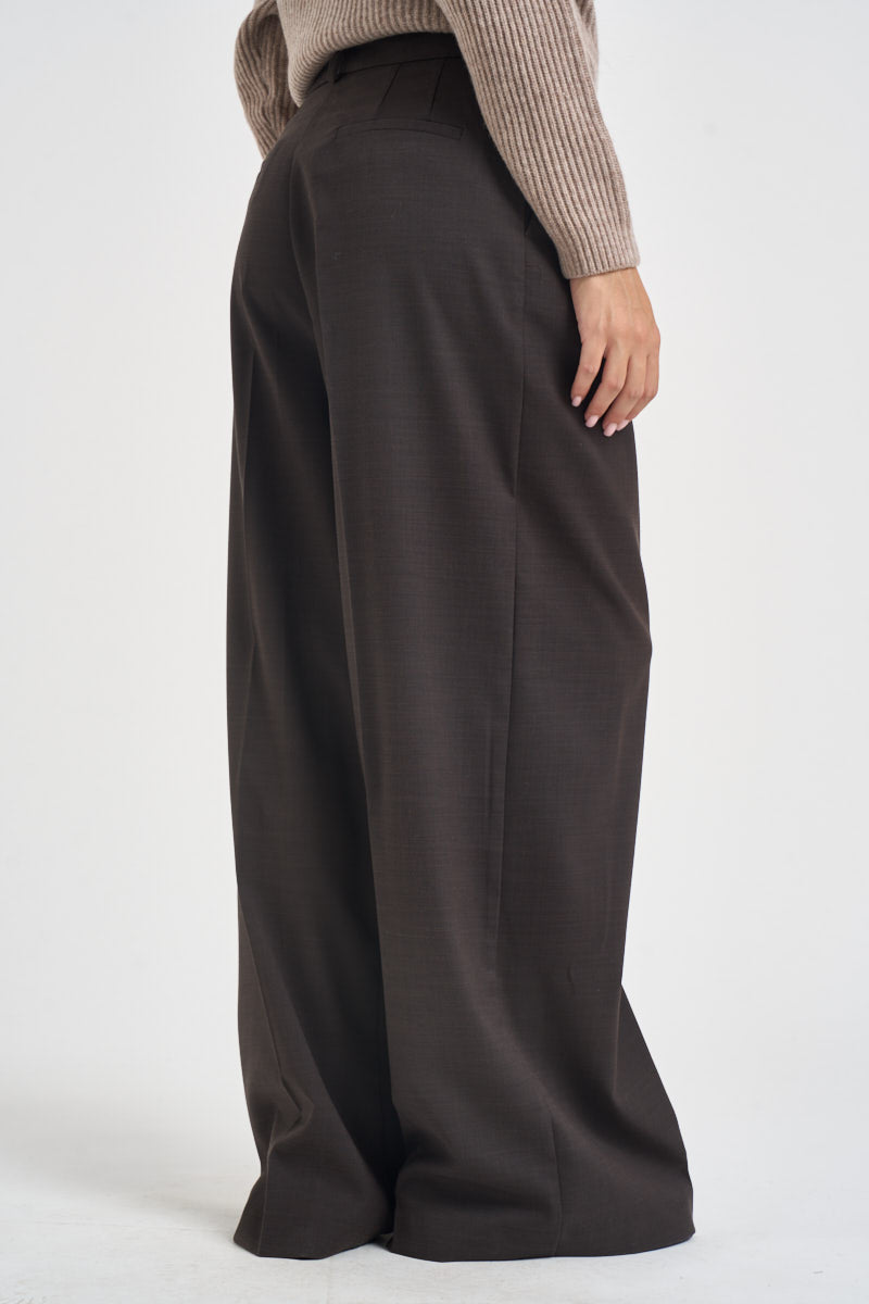Pantaloni donna con pinces marrone scuro TAC0148 FONDENTE VICOLO 