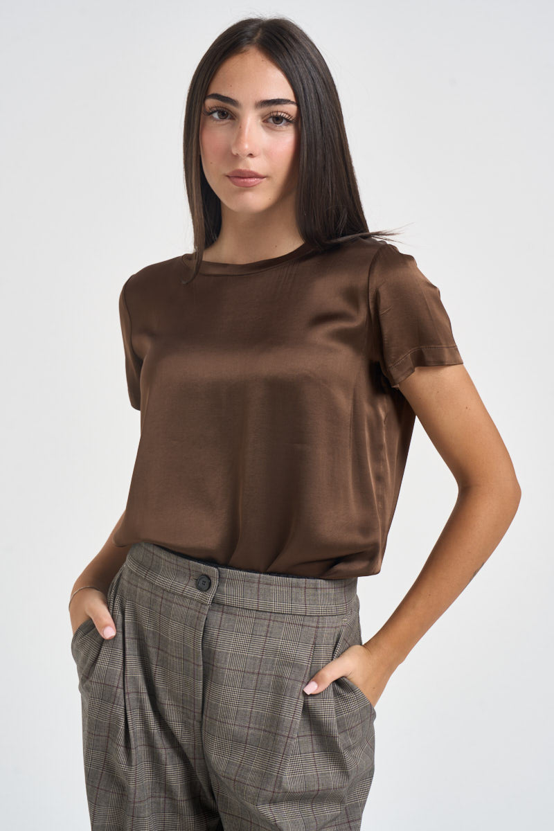 T-shirt donna satinata cioccolato TAC0282 MORO VICOLO 