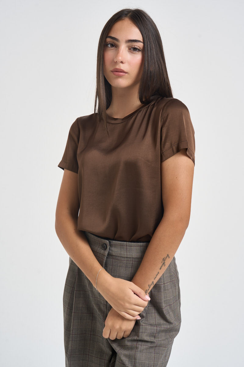 T-shirt donna satinata cioccolato TAC0282 MORO VICOLO 