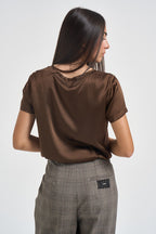T-shirt donna satinata cioccolato TAC0282 MORO VICOLO 