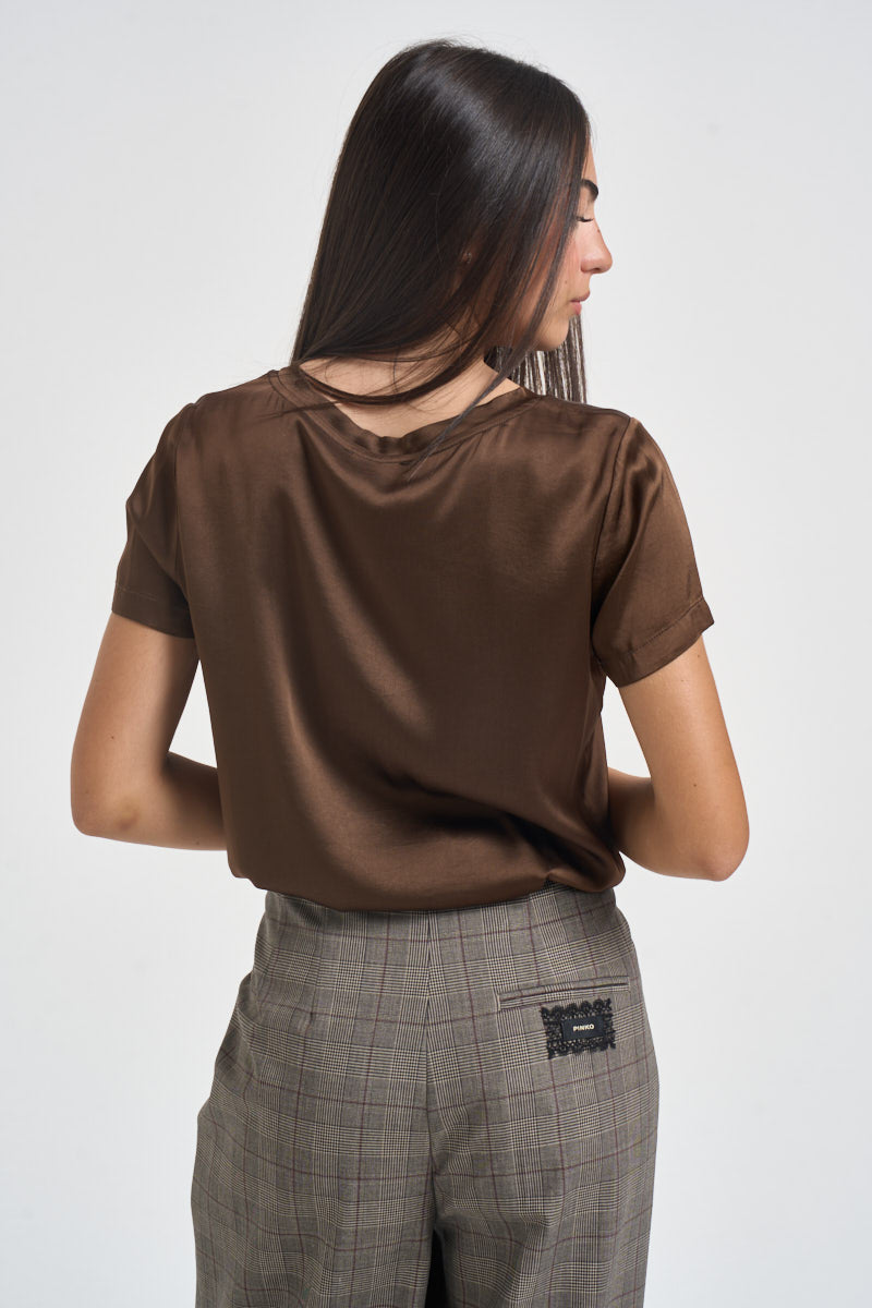 T-shirt donna satinata cioccolato TAC0282 MORO VICOLO 