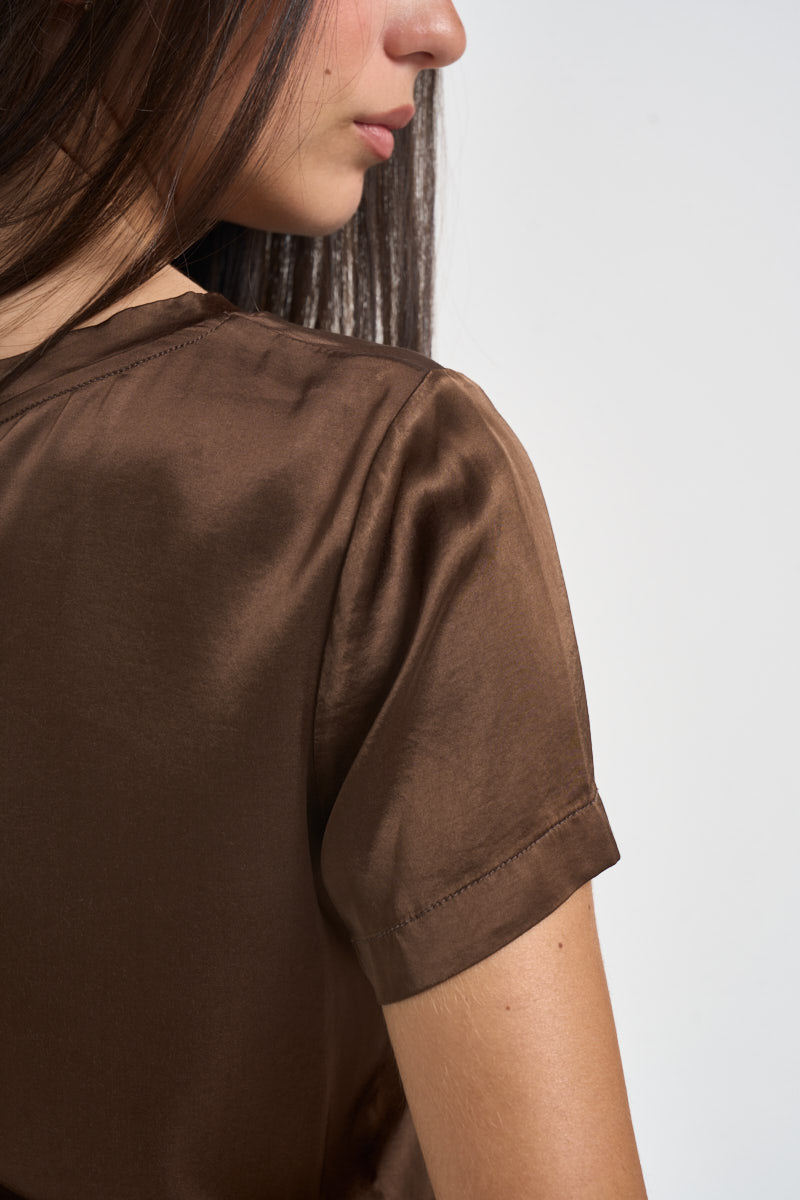 T-shirt donna satinata cioccolato TAC0282 MORO VICOLO 