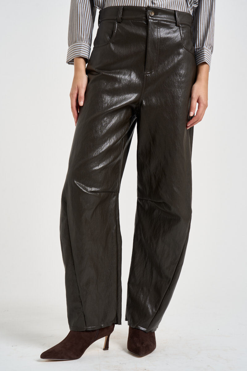 Pantalone donna in ecopelle fondente TAC0334 FONDENTE VICOLO 