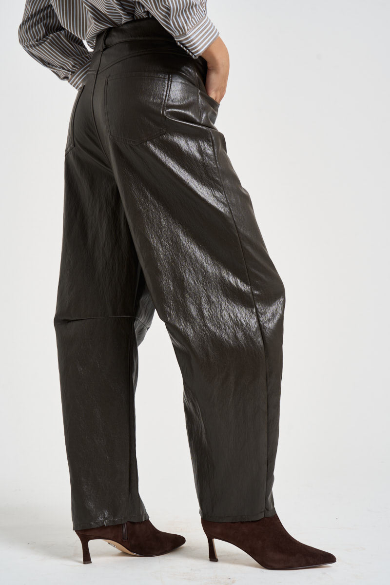 Pantalone donna in ecopelle fondente TAC0334 FONDENTE VICOLO 