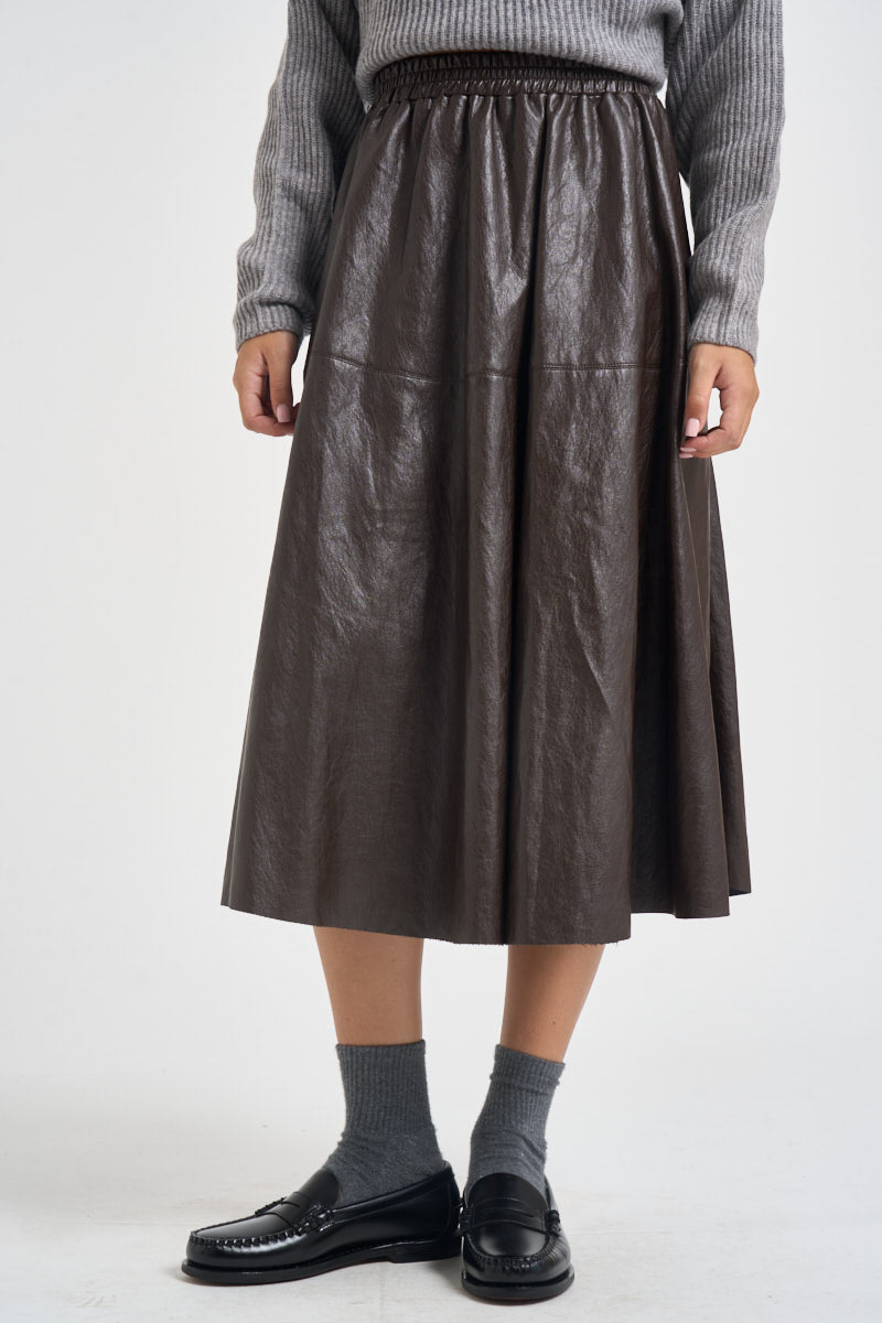 Gonna donna midi in ecopelle moro TAC0335 FONDENTE VICOLO 