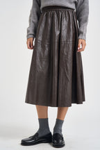 Gonna donna midi in ecopelle moro TAC0335 FONDENTE VICOLO 