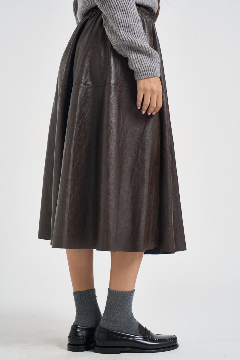 Gonna donna midi in ecopelle moro TAC0335 FONDENTE VICOLO 