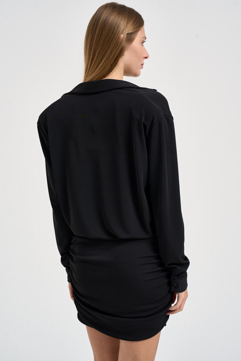 Abito donna a camicia corto nero TAC0375 NERO VICOLO 