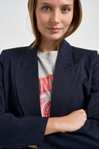 Blazer donna fantasia gessata bordeaux e blu navy TAC0424 BLU VICOLO 