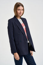 Blazer donna fantasia gessata bordeaux e blu navy TAC0424 BLU VICOLO 