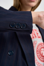 Blazer donna fantasia gessata bordeaux e blu navy TAC0424 BLU VICOLO 