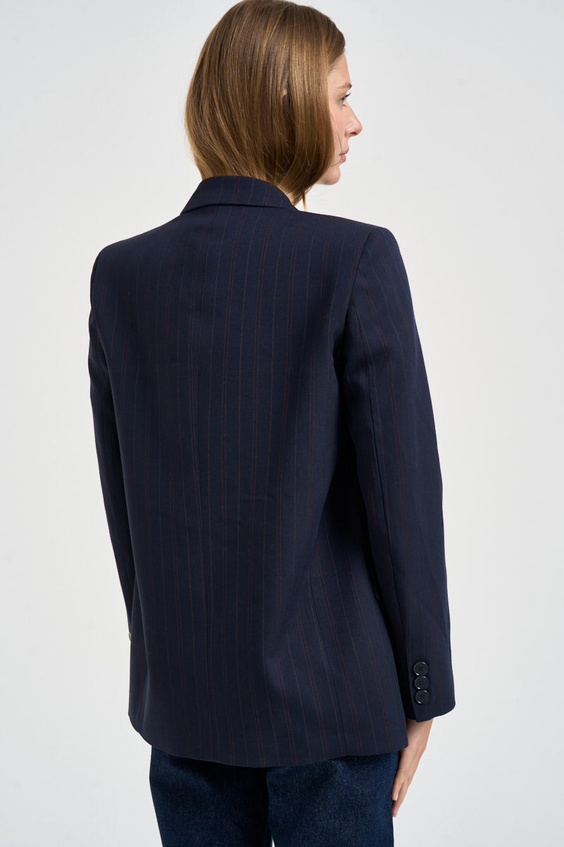 Blazer donna fantasia gessata bordeaux e blu navy TAC0424 BLU VICOLO 