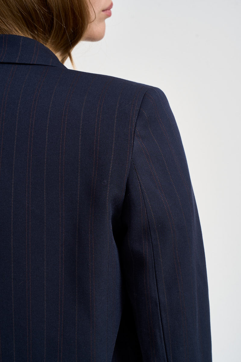 Blazer donna fantasia gessata bordeaux e blu navy TAC0424 BLU VICOLO 