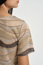 Maglia donna fantasia beige TAC0664 MARRONE VICOLO 