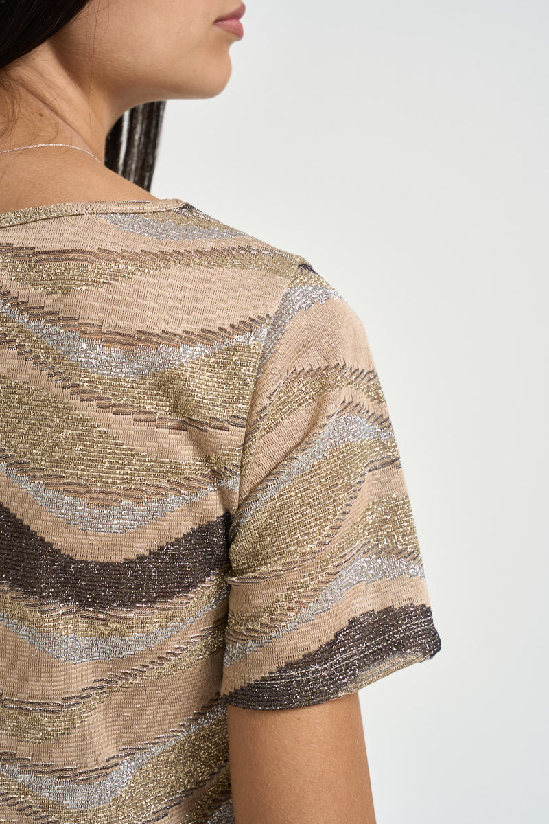 Maglia donna fantasia beige TAC0664 MARRONE VICOLO 