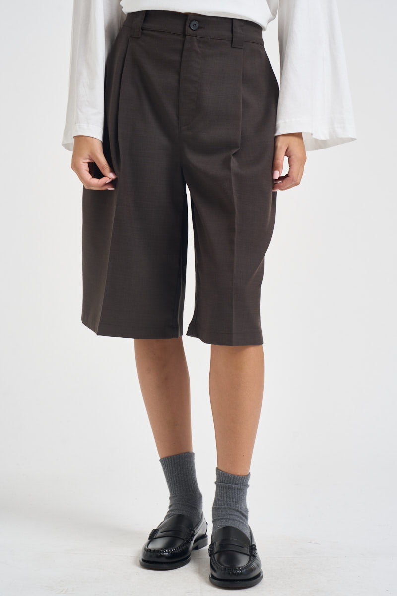 Bermuda donna sartoriale marrone scuro TAC0867 FONDENTE VICOLO 