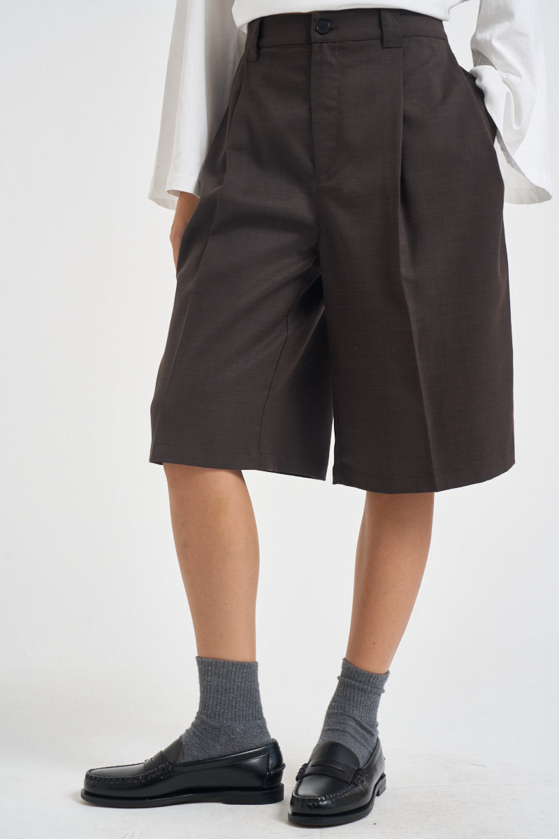 Bermuda donna sartoriale marrone scuro TAC0867 FONDENTE VICOLO 