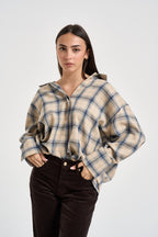 Camicia donna a quadri beige e blu TAC1094 BEIGE VICOLO 