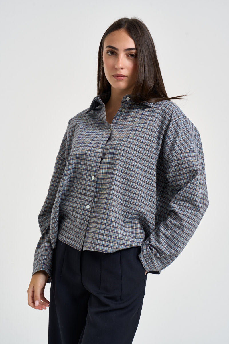 Camicia donna a quadri multicolor azzurra TAC1204 AZZURRO VICOLO 