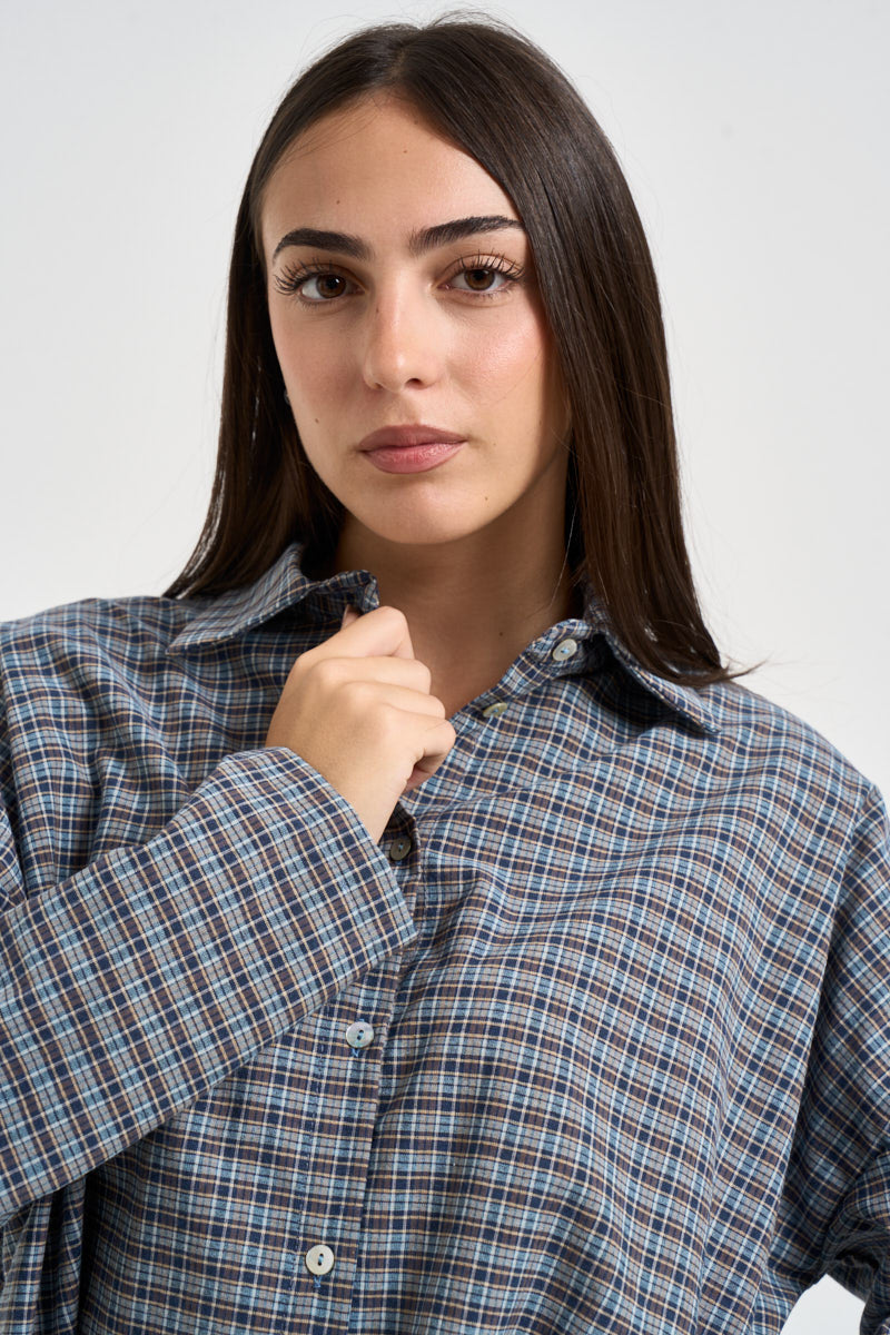 Camicia donna a quadri multicolor azzurra TAC1204 AZZURRO VICOLO 