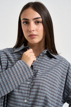 Camicia donna a quadri multicolor azzurra TAC1204 AZZURRO VICOLO 