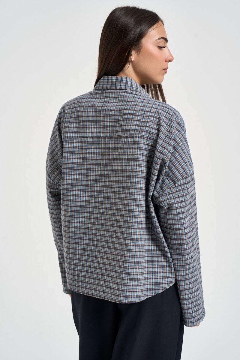 Camicia donna a quadri multicolor azzurra TAC1204 AZZURRO VICOLO 