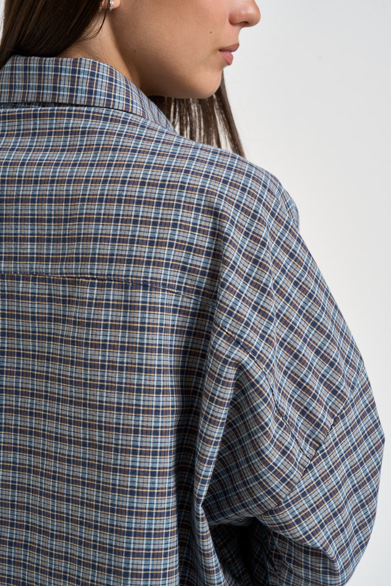 Camicia donna a quadri multicolor azzurra TAC1204 AZZURRO VICOLO 