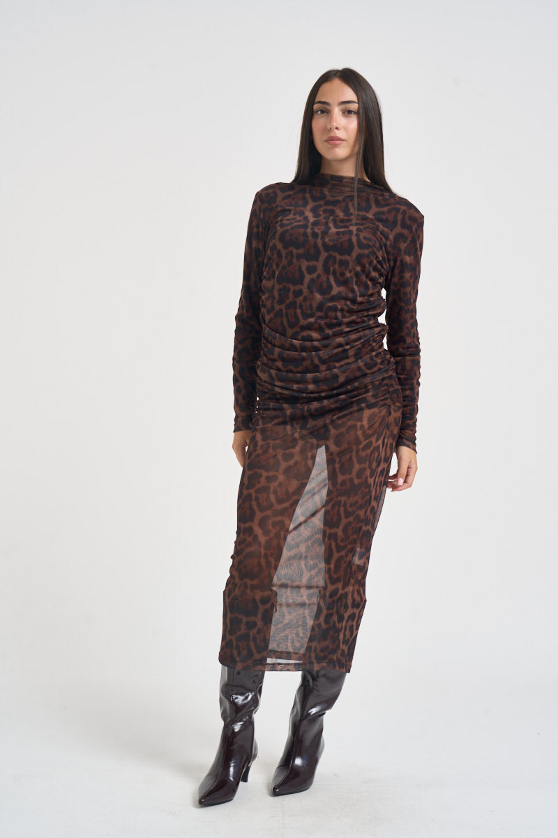 Maglia donna semitrasparente animalier TAC1339 MORO NERO VICOLO 