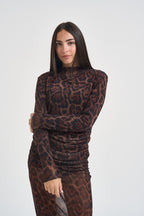 Maglia donna semitrasparente animalier TAC1339 MORO NERO VICOLO 