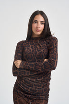Maglia donna semitrasparente animalier TAC1339 MORO NERO VICOLO 