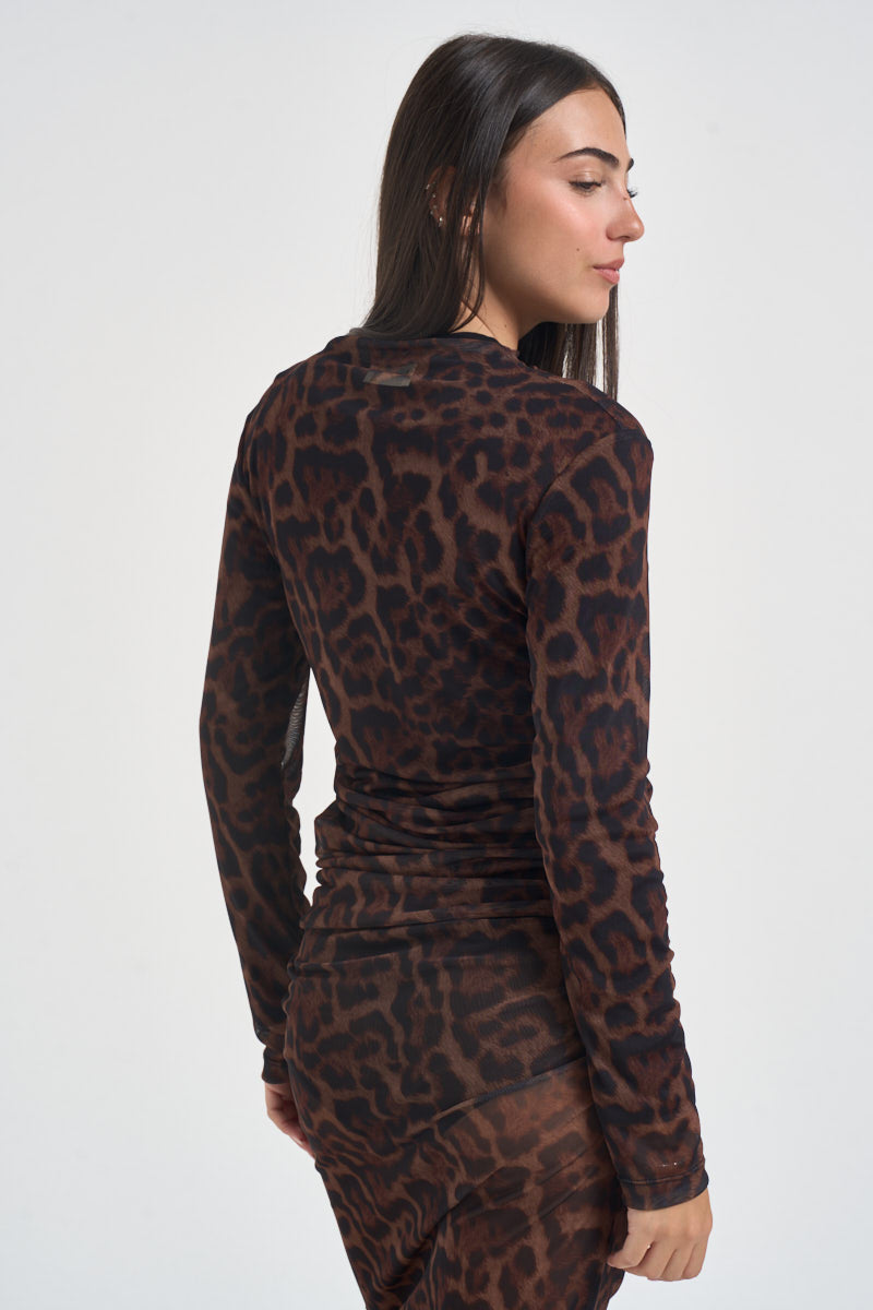 Maglia donna semitrasparente animalier TAC1339 MORO NERO VICOLO 