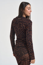 Maglia donna semitrasparente animalier TAC1339 MORO NERO VICOLO 