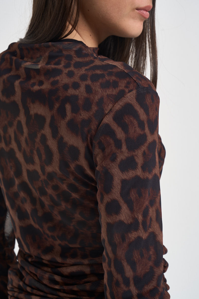 Maglia donna semitrasparente animalier TAC1339 MORO NERO VICOLO 