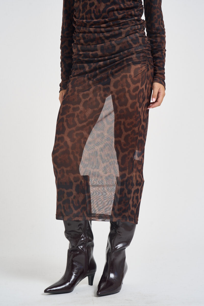 Gonna donna midi stampa animalier leopardata TAC1340 MORO NERO VICOLO 