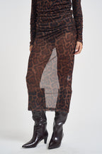 Gonna donna midi stampa animalier leopardata TAC1340 MORO NERO VICOLO 