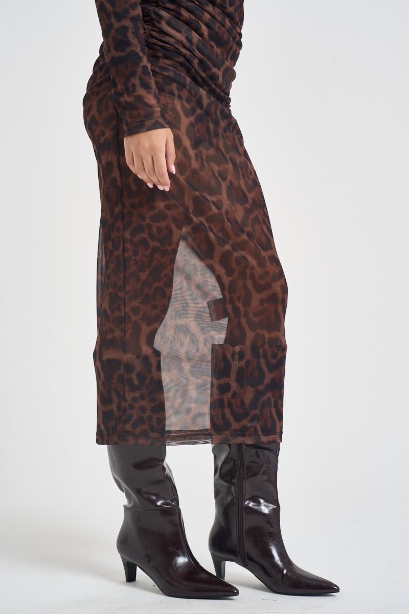 Gonna donna midi stampa animalier leopardata TAC1340 MORO NERO VICOLO 