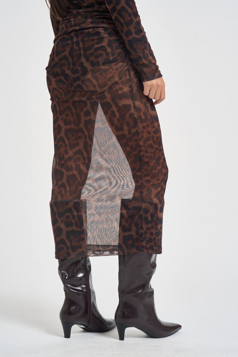Gonna donna midi stampa animalier leopardata TAC1340 MORO NERO VICOLO 
