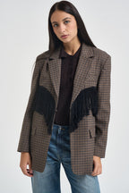 Blazer donna con frange beige e nero TAC1370 BEIGE VICOLO 
