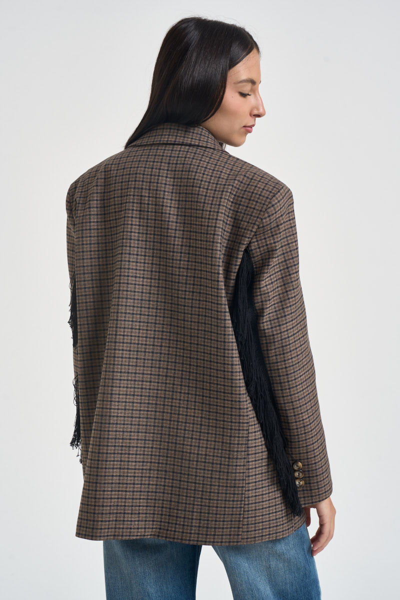 Blazer donna con frange beige e nero TAC1370 BEIGE VICOLO 