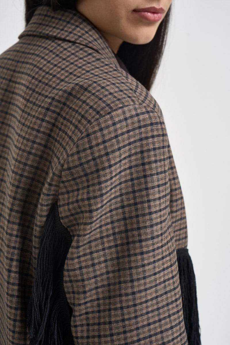 Blazer donna con frange beige e nero TAC1370 BEIGE VICOLO 