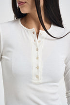 Maglia donna a costine con scollo rotondo bianca UAC0044 NATURALE VICOLO 